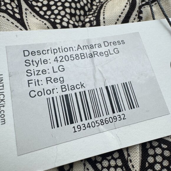 UNTUCKit Amara Dress Large Black White Drop Waist Sleeveless Button Up Linen - Picture 4 of 14